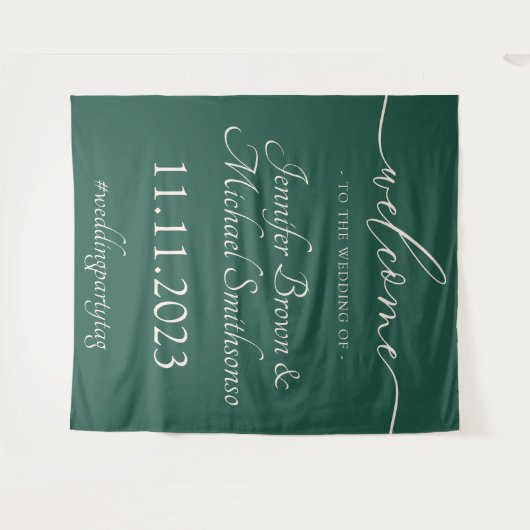 Welcome to the wedding Christmas Green Wandkleed (Voorkant (horizontaal))