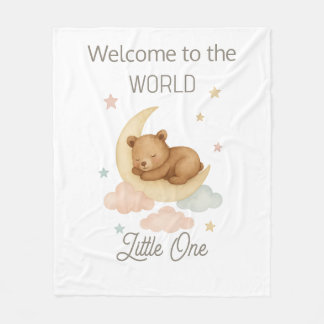 Welcome to the World Baby Blanket Boho Watercolor Fleece Deken