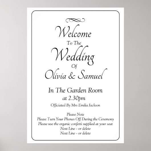 Welcome to  Wedding Black White Infinity Scroll, Poster (Voorkant)