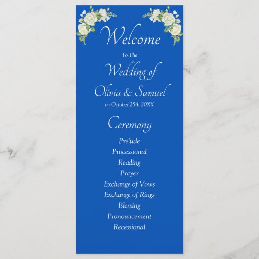 Welcome to Wedding Ceremony, Cobalt Blue White  Programmakaart (Voorkant)