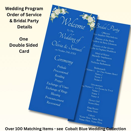 Welcome to Wedding Ceremony, Cobalt Blue White Programmakaart