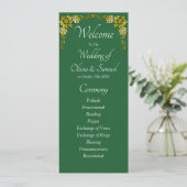 Welcome to Wedding Ceremony, Emerald Green & Gold Programmakaart (Staand voorkant)