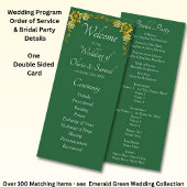 Welcome to Wedding Ceremony, Emerald Green & Gold Programmakaart