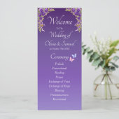 Welcome to Wedding Ceremony, Purple Mauve Flowers  Programmakaart (Staand voorkant)
