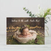 Welcome to World Calligraphy Minimalist Photo Baby Aankondiging (Staand voorkant)