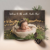 Welcome to World Calligraphy Minimalist Photo Baby Aankondiging