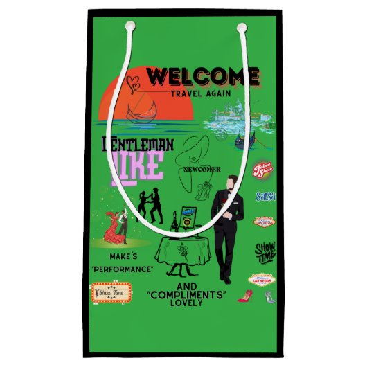 WELCOME TRAVEL AGAIN KLEINE GESCHENKTÜTE KLEIN CADEAUZAKJE (Voorkant)