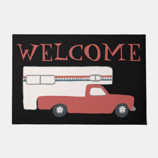 WELCOME Truck Camper Motorhome Red Blue Deurmat (Voorkant)