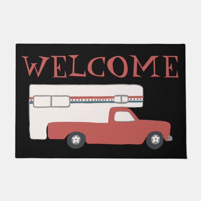 WELCOME Truck Camper  Motorhome Red Blue Deurmat (Voorkant)