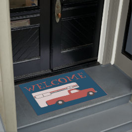WELCOME Truck Camper  Motorhome Red Blue Deurmat