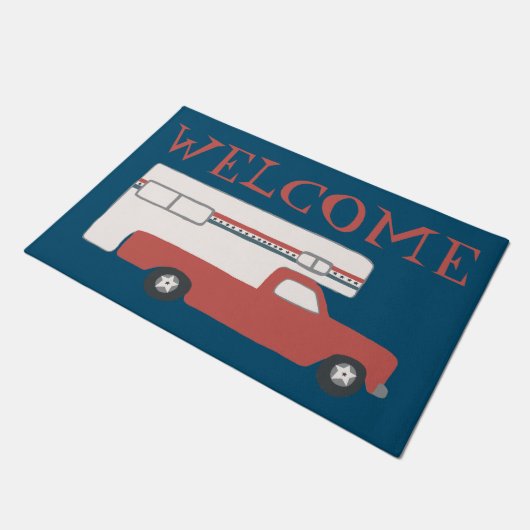 WELCOME Truck Camper  Motorhome Red Blue Deurmat (Schuin)