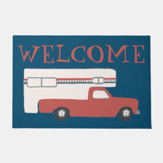 WELCOME Truck Camper Motorhome Red Blue Deurmat (Voorkant)