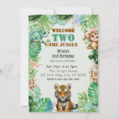 Welcome TWO Jungle, Watercolor 2nd Birthday Kaart (Voorkant)