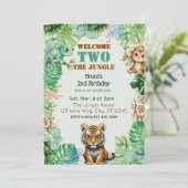 Welcome TWO Jungle, Watercolor 2nd Birthday Kaart (Staand voorkant)