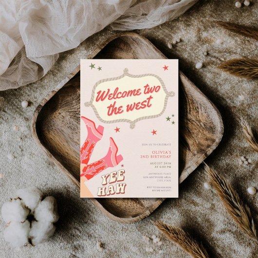 Welcome two the west cowgirl 2nd birthday kaart