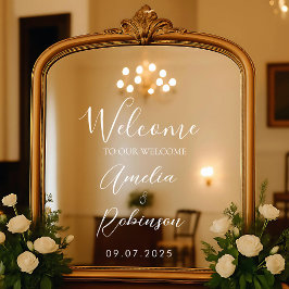 Welcome Wedding Mirror Sign Vinyl Lettering Elegan Raamsticker