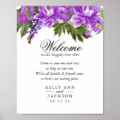 Welcome Wedding Seating - Pretty Purple Flowers Poster (Voorkant)
