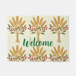 🌾 **"Welcome" Wheat Bouquet Doormat Deurmat