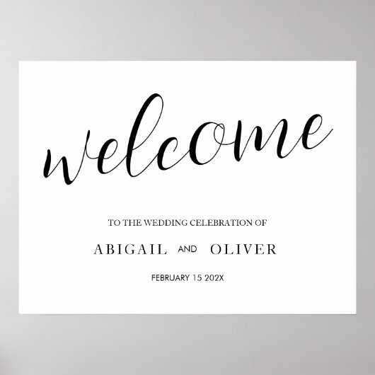 welcome | White Black Calligraphy Simple Poster (Voorkant)