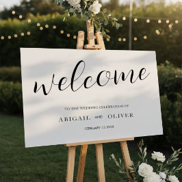 welcome | White Black Calligraphy Simple Poster