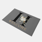 WELCOME White Floral Monogram H Doormat Deurmat (Schuin)