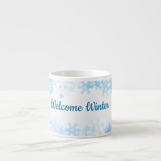 Welcome Winter, white blue ice crystals Espresso Kop (Voorkant)