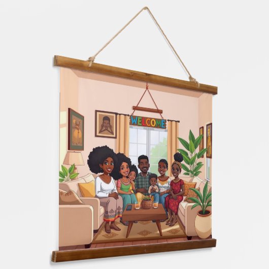 WELCOME Wood Topped Wall Tapestry Hangend Wandkleed (Gebogen)