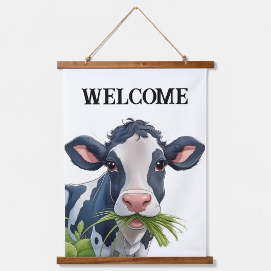 WELCOME Wood Topped Wall Tapestry Hangend Wandkleed (Voorkant)