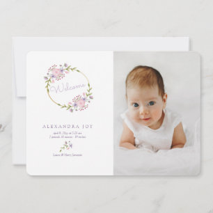 Welcome Wreath Foto geboorteaankondiging Aankondiging
