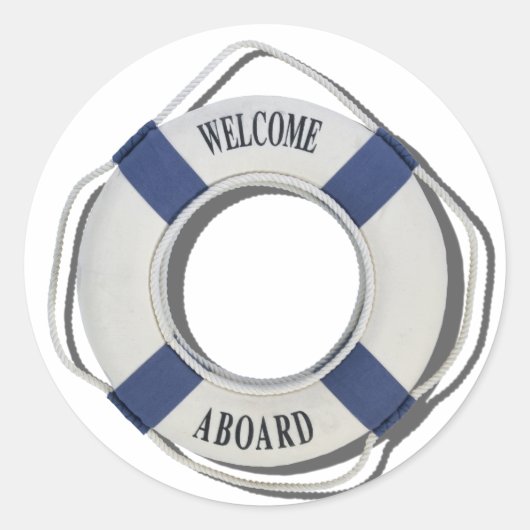 WelcomeAboardLifePreserver071812.png Ronde Sticker (Voorkant)
