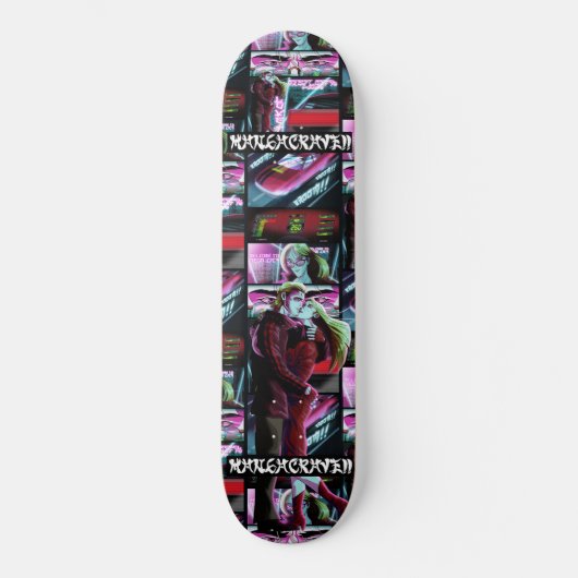 WelcomeToNeonCity_redteam tegel_ Skateboard (Voorkant)