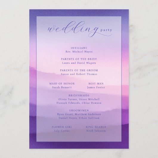 "Welcoming Ceremony Purple Gradient" Programmakaart (Achterkant)