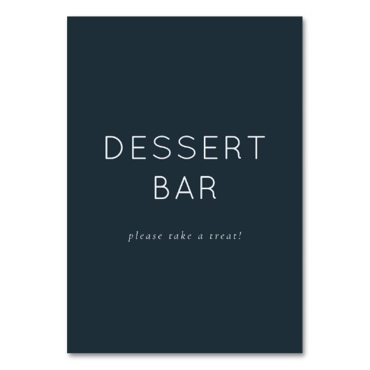 Welcoming Navy Minimalist Dessert Bar Sign Kaart (Voorkant)