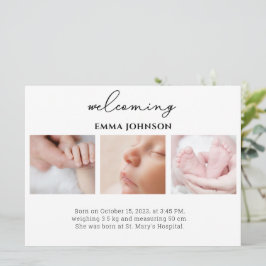 Welcoming Photo Birth Announcement Card Kaart