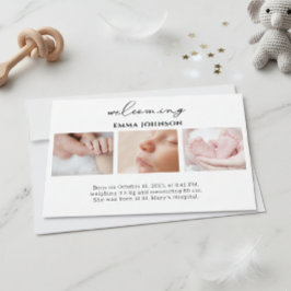 Welcoming Photo Birth Announcement Card Kaart