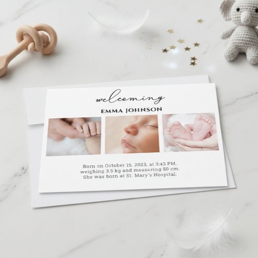 Welcoming Photo Birth Announcement Card Kaart