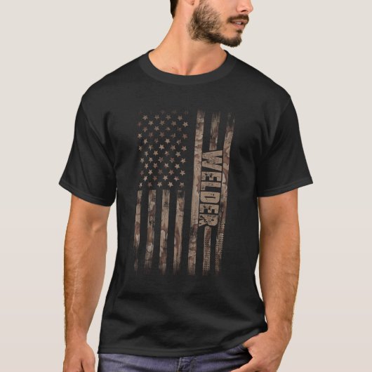 Welder American Flag Gift Welft Welding T-shirt (Voorkant)