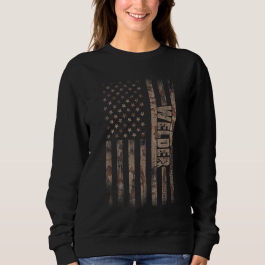 Welder American Flag Gift Welft Welding Trui (Voorkant)