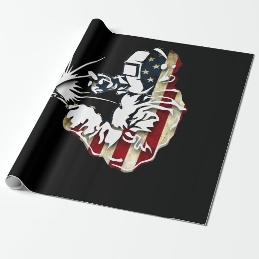 Welder American Flag USA Patriotic Welder Gift Cadeaupapier (Uitgerold)
