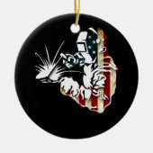 Welder American Flag USA Patriotic Welder Gift Keramisch Ornament (Voorkant)