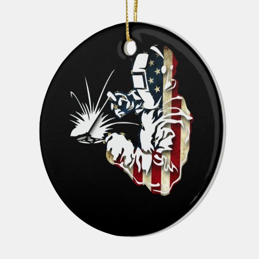Welder American Flag USA Patriotic Welder Gift Keramisch Ornament (Links)