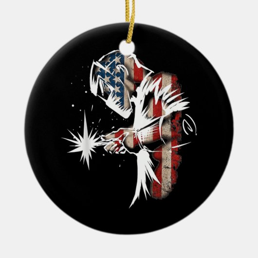 Welder American Flag USA Patriotic Welder Gift Keramisch Ornament (Voorkant)