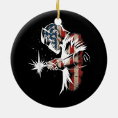 Welder American Flag USA Patriotic Welder Gift Keramisch Ornament (Achterkant)