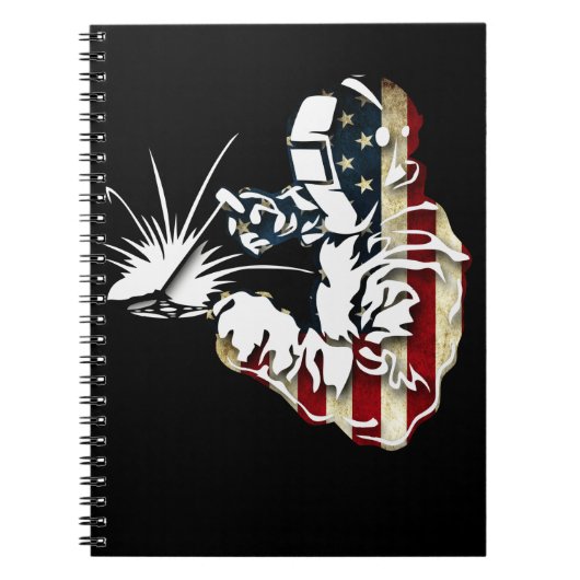Welder American Flag USA Patriotic Welder Gift Notitieboek (Voorkant)