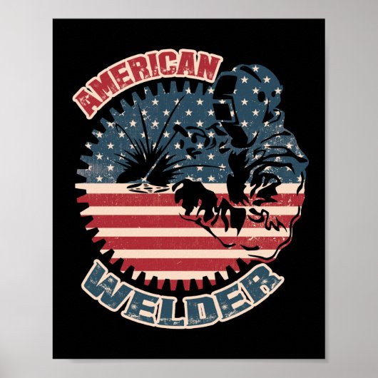Welder American Flag USA Patriotic Welder Gift Poster (Voorkant)