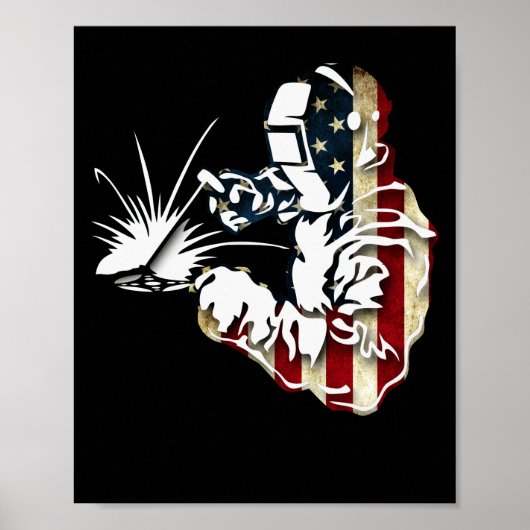 Welder American Flag USA Patriotic Welder Gift Poster (Voorkant)