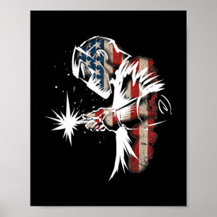 Welder American Flag USA Patriotic Welder Gift Poster