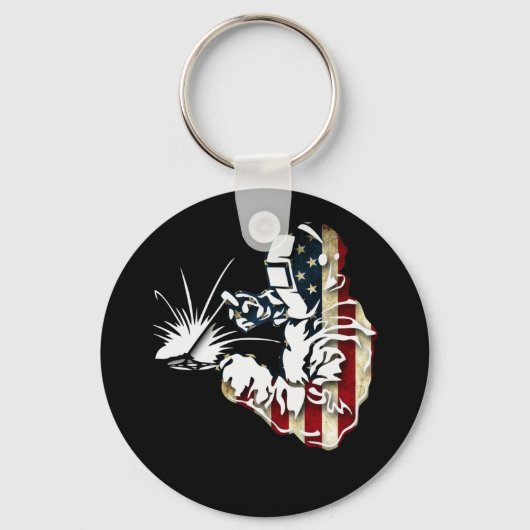 Welder American Flag USA Patriotic Welder Gift Sleutelhanger (Voorkant)