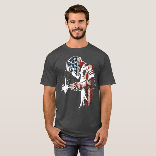 Welder American Flag USA Patriotic Welder Gift T-shirt (Voorkant volledig)