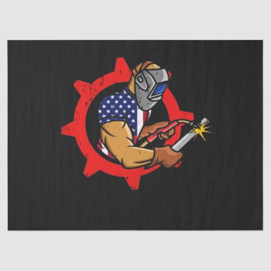 Welder American Flag USA Patriotic Welder Gift Tissuepapier (Voorkant)